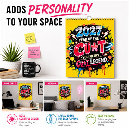 💥Early Bird-tilbud — 50 % rabatt🎁Veggkalender for 2027 – «Året for fitta» – Kalender med dristig graffitihumor📆🌟