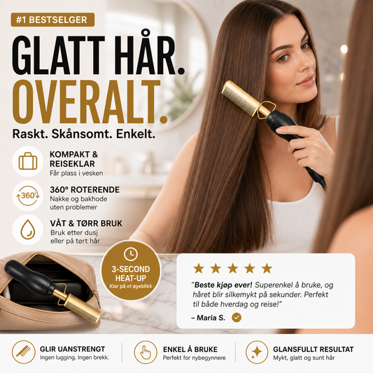 ✨️Fantastisk rabatt på 🔥Nyhet for 2026！🎁💇‍♀️Varmes opp på 3 sekunder og former håret på 5 sekunder！👱‍♀️Lag perfekte frisyrer på et blunk！✨️Bærbar elektrisk kam for glatting og krølling av hår