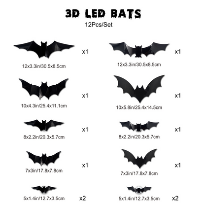 🦇3D Fladdermus LED vegglampe dekorasjon