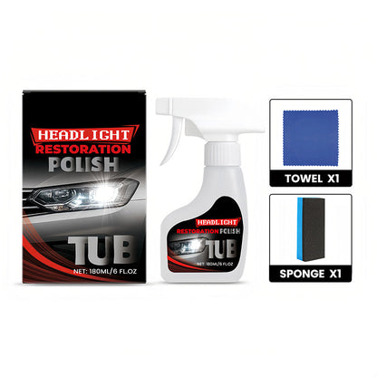 🚗KJØP 2 FÅ 1 GRATIS!✨180 ml billyktesett – profesjonell polering med svamp og tetningsmiddel for klarhet og UV-beskyttelse💎🔧