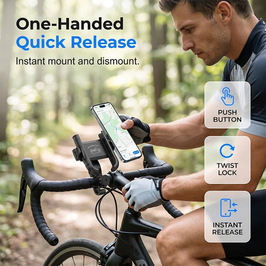 🎉 2026-tilbud — Over 42 000 solgt! 🚴‍♂️ Sykkelholder for mobiltelefon med hurtigfeste – SecureLock og støtsikker polstring 📱